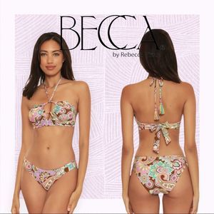 BECCA women’s swimsuit multi-way bikini top tie back M with reversible bottoms L
